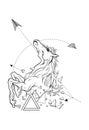 Saint unicorn triangle spiritual tatto tribal art vector illustration