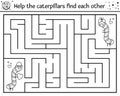 Saint Valentine day black and white maze for children. Holiday preschool printable activity. Funny line game with insects.