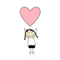 Saint valentine day - cute girl holding heart Royalty Free Stock Photo