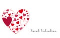 A saint valentine gretting card with colored hearts in heart shape