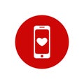 Saint Valentine red mobile phone icon love heart. Royalty Free Stock Photo