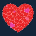 saint valentines day picture of big heart consists of many love hearts with white conture Royalty Free Stock Photo