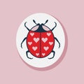 Saint Valentines Day Ladybug Love Flat Sticker