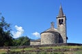 Saint Vincent, Aosta Valley, Italy- The small and antique Romanesque-style church in the village of Moron