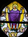 Saint Vincent de Paul on a Stained Glass in Paris Royalty Free Stock Photo