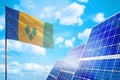 Saint Vincent and the Grenadines alternative energy solar energy concept with flag industrial illustration - symbol of fight with