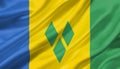 Saint Vincent and the Grenadines flag waving with the wind.