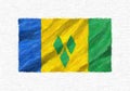 Saint Vincent and the Grenadines hand painted flag.