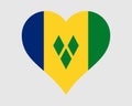 Saint Vincent and the Grenadines Heart Flag. St. Saint Vincentian Love Shape Country Nation National Flag. Vincy Banner Icon Sign