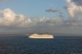 Saint Vincent and the Grenadines - May 11, 2020: Shot of Carnival Valor anchored at sea off the coast of Saint Vincent island.