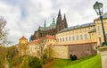 Saint Vitus Cathedral facade and Prague Castle in Prague, Czech Republic Royalty Free Stock Photo