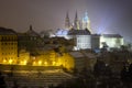 Saint Vitus Cathedral. Snowy atmosphere during winter night. Unesco, Prague, Czech republic Royalty Free Stock Photo