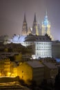 Saint Vitus Cathedral. Snowy atmosphere during winter night. Unesco, Prague, Czech republic Royalty Free Stock Photo