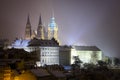 Saint Vitus Cathedral. Snowy atmosphere during winter night. Unesco, Prague, Czech republic Royalty Free Stock Photo