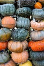 Saint-Zotique, Quebec, Canada, October 24th, 2021 : closeup of a house made of pumpkins in