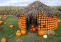 Saint-Zotique, Quebec, Canada, October 24th, 2021 : a house made of pumpkins in