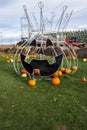 Saint-Zotique, Quebec, Canada, October 24th, 2021 : a pumpkin wire decoration