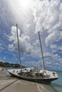 Sainte-Anne, Martinique - Abandoned beached sailboat in Pointe Marin beach