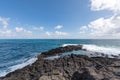 Sainte-Anne, Martinique - Waves in the blue eye hole oeil bleu in FerrÃÂ© Cape