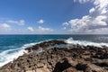 Sainte-Anne, Martinique - Waves in the blue eye hole oeil bleu in FerrÃÂ© Cape