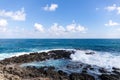 Sainte-Anne, Martinique - Waves in the blue eye hole oeil bleu in FerrÃÂ© Cape