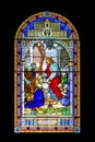 Jesus with the sick stained glass window Church of Sainte-Famille Cap-Sante, Quebec