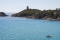 Sainte Lucie de Porto Vecchio, beach, Pinarello, Genoese Tower , France, Europe, summer, sailing