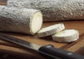 SAINTE MAURE CHEESE, A FRENCH CHEESE MADE FROM GOAT`S MILK