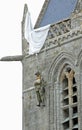 Sainte-Mere-Eglise, FRA, France - August 21, 2022: DDAY Memorial with Paratrooper on bell tower