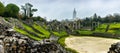 Saintes, Charente Maritime, France. The Ruins Gallo-Roman Amphitheatre of Mediolanum Santonum. Saint Eutrope church listed as Worl Royalty Free Stock Photo