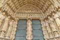 Saints are carved in the sandstone of the cathedral of Metz