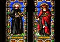 Saints Francis of Assisi and Bonaventura, stained glass window in the Basilica di Santa Croce in Florence Royalty Free Stock Photo
