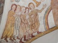 Saints marching to heaven, an old mural-painting in a danish church