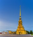 Saints Peter and Paul Cathedral Orthodox church with golden spire Royalty Free Stock Photo