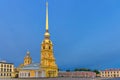 Saints Peter and Paul Cathedral Orthodox church with golden spire in Peter and Paul Fortress citadel Royalty Free Stock Photo