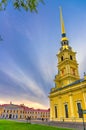 Saints Peter and Paul Cathedral Orthodox church with golden spire, Saint Petersburg Mint Royalty Free Stock Photo