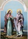 Saints Simon and Judas Thaddeus, fresco in the church of the Exaltation of the Holy Cross in Oprisavci, Croatia