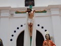 Ceremonial saints statues for religious summer celebration parade Valle de Angeles 5