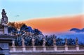 Saints Statues Roof Sunset Saint Peter`s Roof Vatican Rome Italy