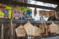 Traditional wooden prayer tablet Ema at Washinomiya Shrine in Kuki, Saitama, Japan. The Shrine