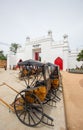 Saiyok district,Kanchanaburi province,Thailand on July 9,2017:Rickshaws in frot of the entrance of Mallika City,1905 A.D.City of Royalty Free Stock Photo