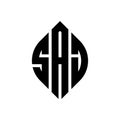 SAJ circle letter logo design with circle and ellipse shape. SAJ ellipse letters with typographic style. The three initials form a Royalty Free Stock Photo