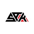 SAK triangle letter logo design with triangle shape. SAK triangle logo design monogram. SAK triangle vector logo template with red Royalty Free Stock Photo