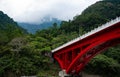 Sakadang bridge and mountain view in taroko gorge national park Royalty Free Stock Photo