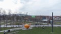 Sakarya Millet Bahcesi in Adapazari Turkey. Drone view of public park in Sakarya. Recreational park aerial view.