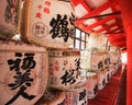 Sake Barrells at the temple Sake the national alcoholic drink in Japan