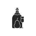 Sake bottle and glass color line icon. Alcoholic beverages.