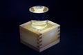 Sake cup made of cypress and sake shot glass Royalty Free Stock Photo