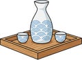 Sake Flask and Cup Set Royalty Free Stock Photo