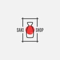 Sake logo with sake bottle on white background